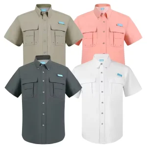 Jersey Button Up Fishing Shirts UV Protection Quick Dry Custom Logo Fishing Wear