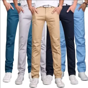 Khaki Twill Men Trousers Stretch Wash Straight leg Trousers European Men Formal Trousers