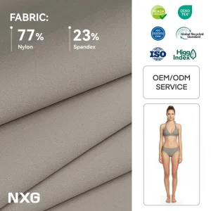 Knit Fabric for Bikini Tops 77% Nylon 23% Spandex Moisture Wicking Anti UV 165GSM Pantone Match
