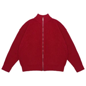 Knit Sweater Manufacturer Soft Knitwear Jacket Double Zip Bobble Wool Men’s Cardigan Sweater