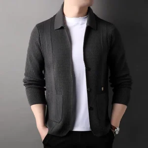 Knitted Cardigan Men’s Sweater Spring Men’s Jacket Casual Solid Color Simple Thread Coat