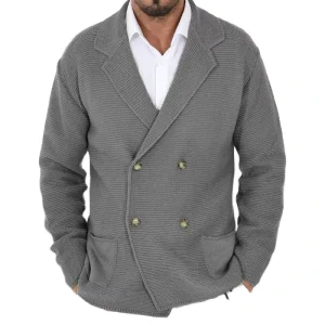 Knitted Wool Viscose Anti Pilling Cardigan Fall Winter Slim Lapel Sweater Suit Coat Plus Size Fashion Men’s Clothing