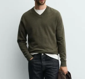 Knitwear Fashion Sweater Men Old Money Style V Neck Knitted Sweatshirt Street Fashion Pullover 100% Wool Knit Sweater