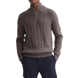 Knitwear Manufacturer Custom OEM ODM Sweater Men Cable Knit Quarter Zip Pullover Winter Wool Knit Long Sleeve Men’s Sweater