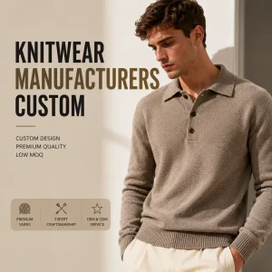 Knitwear Manufacturers Custom Men’s Knit Polo Sweater Premium Yarn Long Sleeve Pullover Casual Sweater