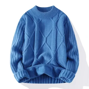Knitwear Men’s Neck Anti pilling Sweater Front Logo Standard Thickness Warm Autumn Winter Bottoming Teenagers Knitted