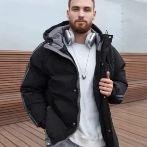 Korean Men’s Casual Coat Thickened Winter Clothes Two Bar Closure Zipper Comfortable Cotton Coat for Foreign Trade