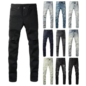 Kus8 Brand Warehouse Jeans Men Rock Revival Slim Leg Jeans Paint