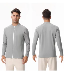 LEDUO Custom Logo Men’s Collarless Slim Casual Gym Bomber Jacket Autumn Zipper Waterproof Windproof Breathable Solid Pattern