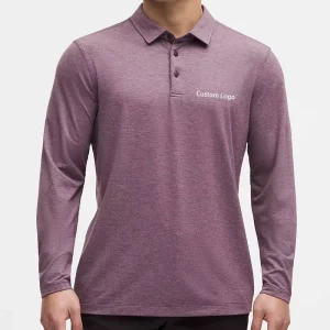 LOW MOQ Autumn men’s Business Casual Purple Comfortable And Breathable Long-sleeved Button-down Polo shirt