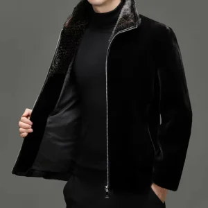 Latest Design Premium Look Men’s Warm Short Plush Jacket Luxury Soft Cozy Faux Fur Coats for Winter Fall