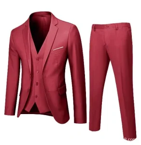 Light Gray Black Formal Suit 3 Pcs Blazer Vest Pants Slim Fit 2 Button Men’s Suits Tuxedo for Wedding Office Business