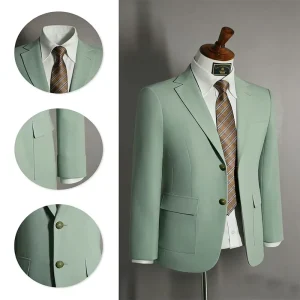 Light Mint Green Men’s Polyester Suit Blazer Tailored Fit for Summer Commuting Casual Social Occasions