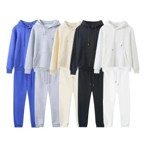 Lightweight Airy Casual Gym Activewear Custom Solid Color Fleece Hoodie Sets Stretchy with Great Elasticity Men’s Sportswear Set