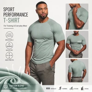 Lightweight Cotton Polyester Sportswear T-Shirt for Men Muscle Fit Fitness Style Custom Printing Workout Men’s T-Shirt