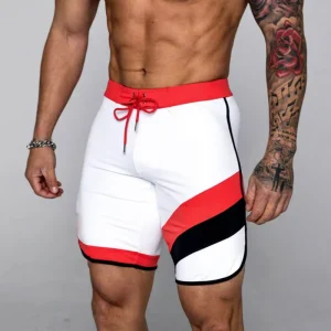 Lightweight Plus Size Mens Beach Bodybuilding Shorts Gingham Print Eco Friendly Quick Dry Swimwear for Enhanced Mobility