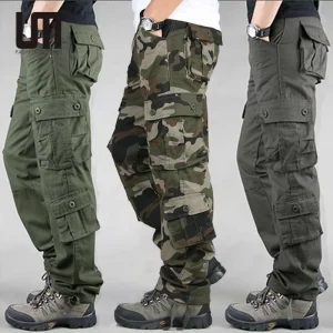 Liu Ming Fashion Streetwear New Product Men Casual Camouflage Cargo Pants Cotton Multi Pockets Straight Mid Waist Midweight