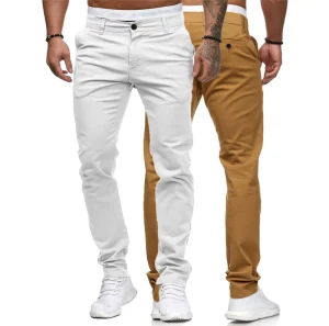 Long Pants Thin Pockets Trousers Pencil Slim Fit Solid Color Business Simple Outdoor Men’s Casual Pants for Men