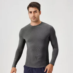 Long Sleeve Men’s Tight Active Top Elastic Polyester Spandex S-2XL European Size Tight Fitting Top for Men