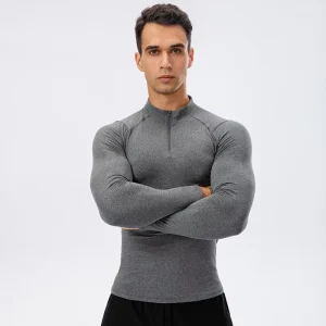 Long Sleeve Men’s Tight Active Top Elastic Polyester Spandex S-2XL European Size Tight Fitting Top for Men