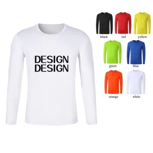 Long Sleeve Polyester Blank Plain Men’s T shirts Custom LOGO Printing White Unisex Tshirts for Man
