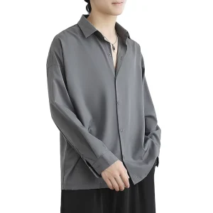 Long Sleeve Shirt Men’s Fashion Casual Clothes Spring and Autumn Loose Shirt