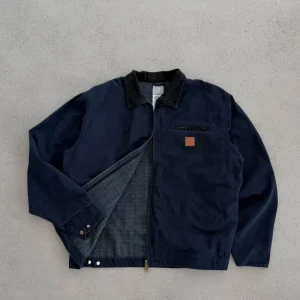 Low MOQ Custom Logo Men’s Blanket Lined Detroit Jacket Heavyweight Duck Canvas Vintage Washed Work Jacket