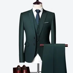 Luxury 3 Piece Men’s Wedding Suit Slim Solid Color Business Office Suit Sets Large Size Blazer + Pants + Vest EUR US Size XS 3XL