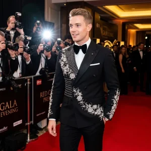 Luxury Men’s 2-Piece Suit Bespoke Wedding Groom Tuxedo Slim Fit Red Carpet Blazer Set for Banquet and Business Negotiations
