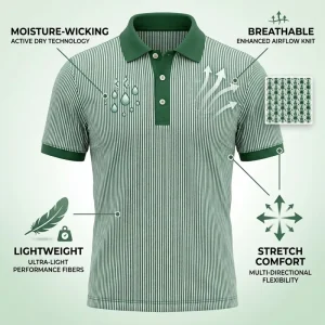 Luxury Men’s Golf Polo Shirts Eco friendly Custom Logo Polyester Spandex Cool Moisture wicked Fitness Sports Golf Shirt