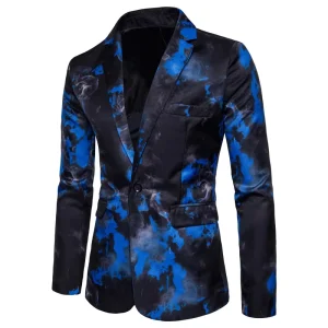 M-3XL Men’s Aristocratic Business Male Blazer Court Style Dark-grained Coat Fashion One Button Slim Man Casual Suit