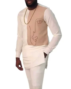 M 4XL African Ethnic Abstract Printed Formal Dress Muslim Banquet Casual Men’s Two Piece Set