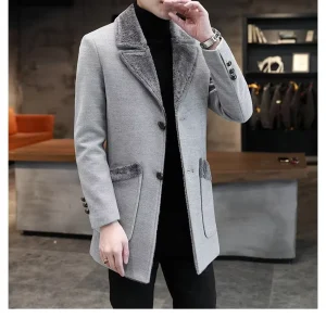 M-5XL Autumn and Winter Fur Integrated Men’s Coat Coat Small Suit Windbreaker Casual Business Fashion Men’s Clothing Jacket