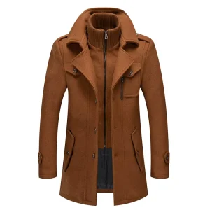 M-5XL Grey Black Khaki Stylish Autumn Winter Men’s Double Collar Warm Long Coat Plus Size Windproof Jacket for Men