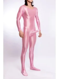 M-XL Glossy Shiny Nylon Catsuit Bodystocking Penis Sheath Bodysuit Tights Sexy Leotard Conjoined Unitard Lingerie Pyjamas Body