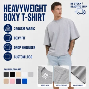 MA8069 In Stock OEM Service Heavyweight 100% Cotton Premium T Shirt for Men Custom DTG Printing Graphic Logo Men’s T Shirts