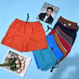 MJK022 Size S XL Men’s Quick Dry Solid Color Beach Shorts Elastic Waist Casual Swimwear With Pockets