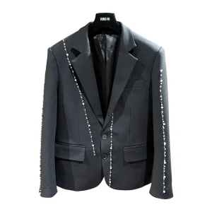 MOQ 1 Piece Black Blazer Men’s Korean Version Trendy High End Handsome Suit