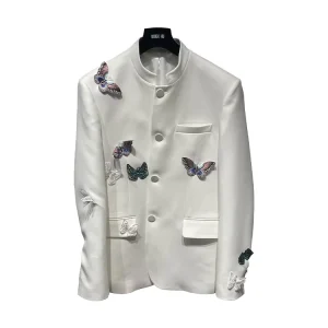 MOQ 1 Piece Customizable Fall New Men’s Butterfly Embroidery Jacket Blazer