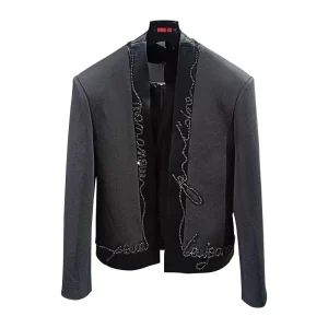 MOQ 1 Piece Customizable Fashionable Gorgeous Concert Men’s Hand Sewn Diamond Black Blazer