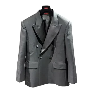 MOQ 1 Piece Customizable French Business Formal Casual Men’s Double breasted Gun Lapel Loose Haute Couture Blazer