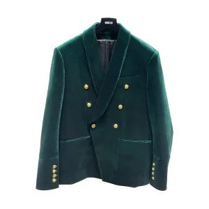 MOQ 1 Piece Customizable French Party Banquet Green Gold Velvet Double breasted Men’s and Women’s Blazers