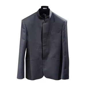 MOQ 1 Piece Customizable New Chinese Stand Collar Business Casual Men’s Jacket Black Wool Blazer