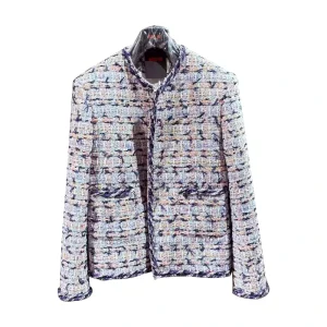 MOQ 1 Piece Customizable ODM Autumn Men’s Wool Blend Tweed Fabric Blazer Collarless Contrast Piping Casual Streetwear