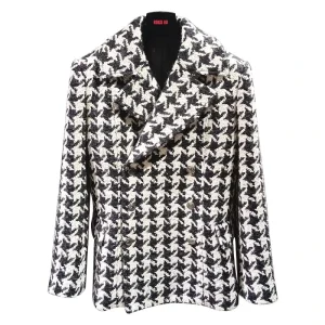 MOQ 1 Piece Men’s Black & White Houndstooth Double Breasted Jacket Stylish Casual Men’s Outerwear High Quality Blazer