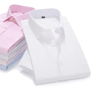MS-P81 Men’s Workwear Plus Size Plain Half Sleeve Shirt With Embroidered LOGO