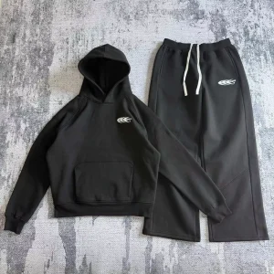 MS927 Custom Embroidery Hoodies Set Pullover Hoodies and Sweatpants Set Baggy Fit Men’s Jackets Tracksuits for Men