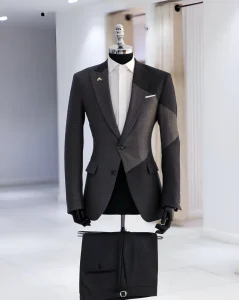 MTM Black Jacquard Luxury Dressy Tuxedo Suit for Men, Custom Dinner Formal Dress Tuxedo
