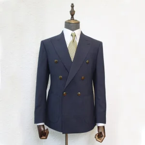 MTM Custom Mens Blazers High Twist 100%Wool Double Breasted Blazer Bespoke Classic British Style Suit Jacket for Tailor Shop