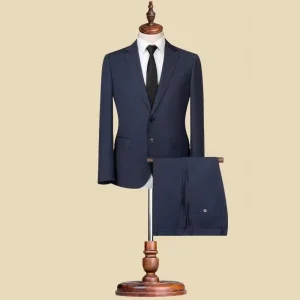 MTM Fit Bespoke Suit 2 Piece for Men TR Fabric Coat Pant Single Breasted Men Stylish Clothing Business Suits Set